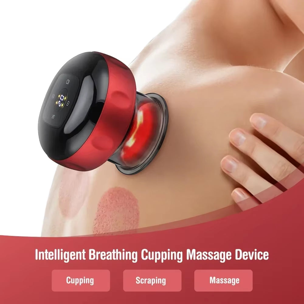 Smart Vacuum Cupper Body Cupping Scraping Massager Electric Heated Suction Cup Device Back Neck Arm Massager Relieve Fatigue