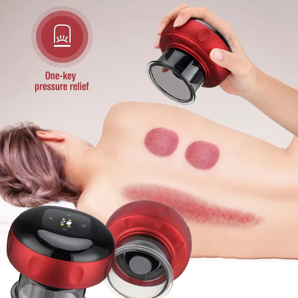 Smart Vacuum Cupper Body Cupping Scraping Massager Electric Heated Suction Cup Device Back Neck Arm Massager Relieve Fatigue